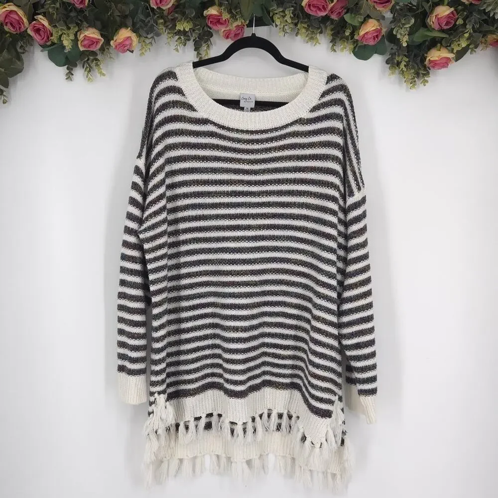 Cozy Co. by Cozy Casual Striped Fringed Long Sleeve Plus Size Sweater Size 3X